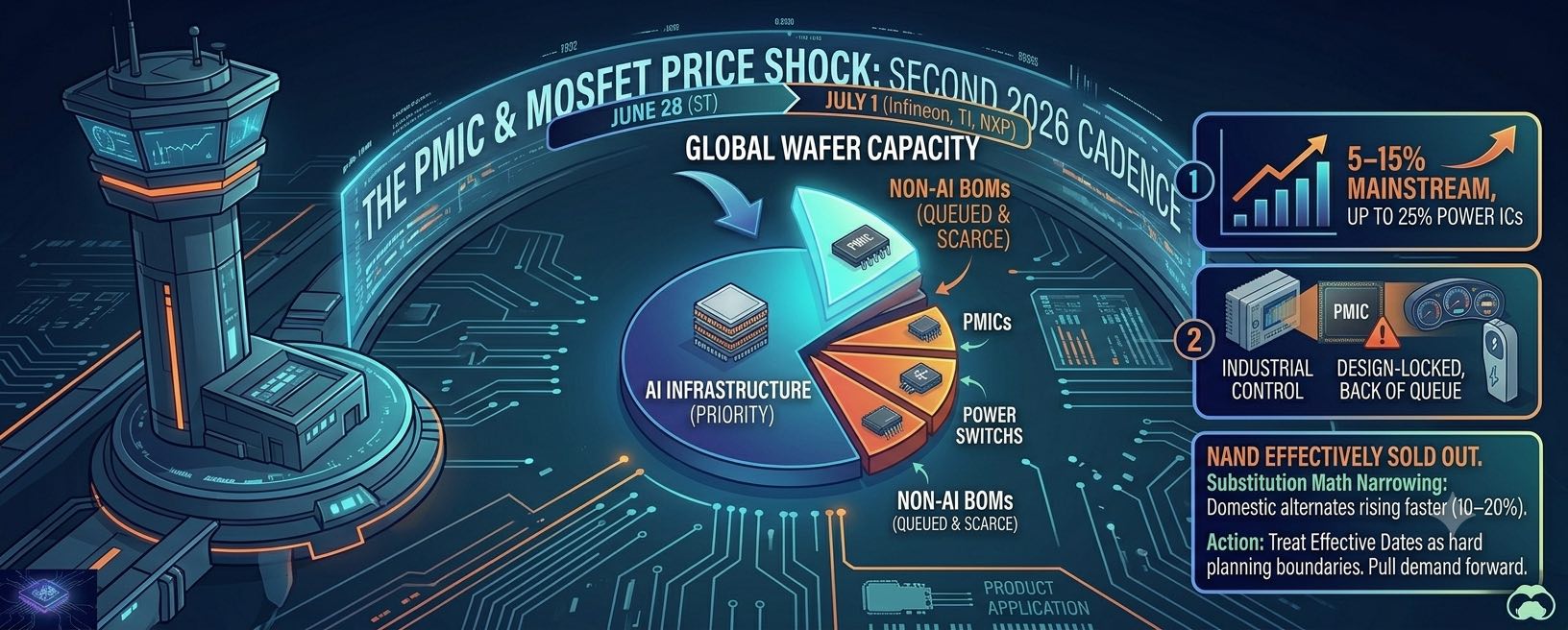 Why the Second 2026 Analog and Power Price Hike Matters More Than the First: Reading the ST, Infineon, TI and NXP Cadence for OEM and EMS Sourcing