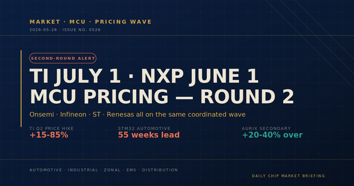 The Same-Year Second MCU Pricing Wave: What TI's July 1 And NXP's June 1 Tell Industrial And Automotive Buyers About 2026 H2