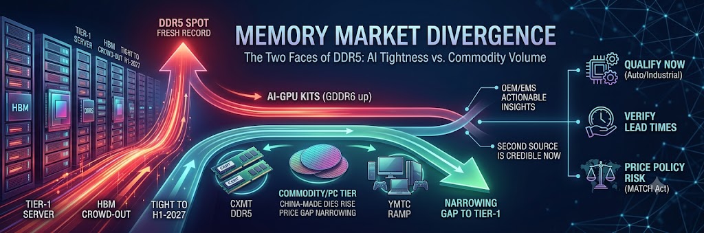 When Chinese DRAM Starts Closing the Price Gap: What Narrowing DDR5 Spreads Signal for OEM and EMS Second-Sourcing Strategy Into 2027
