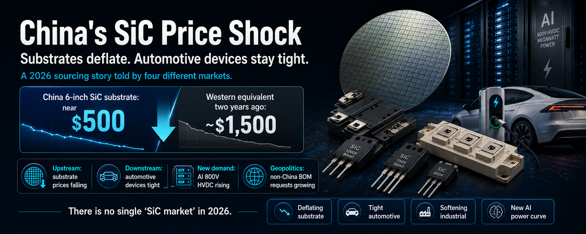 The SiC Paradox of 2026: Substrate Glut, Device Tightness, and Why the 8-Inch Transition Hands China the Leverage as AI Data Centers Go 800V