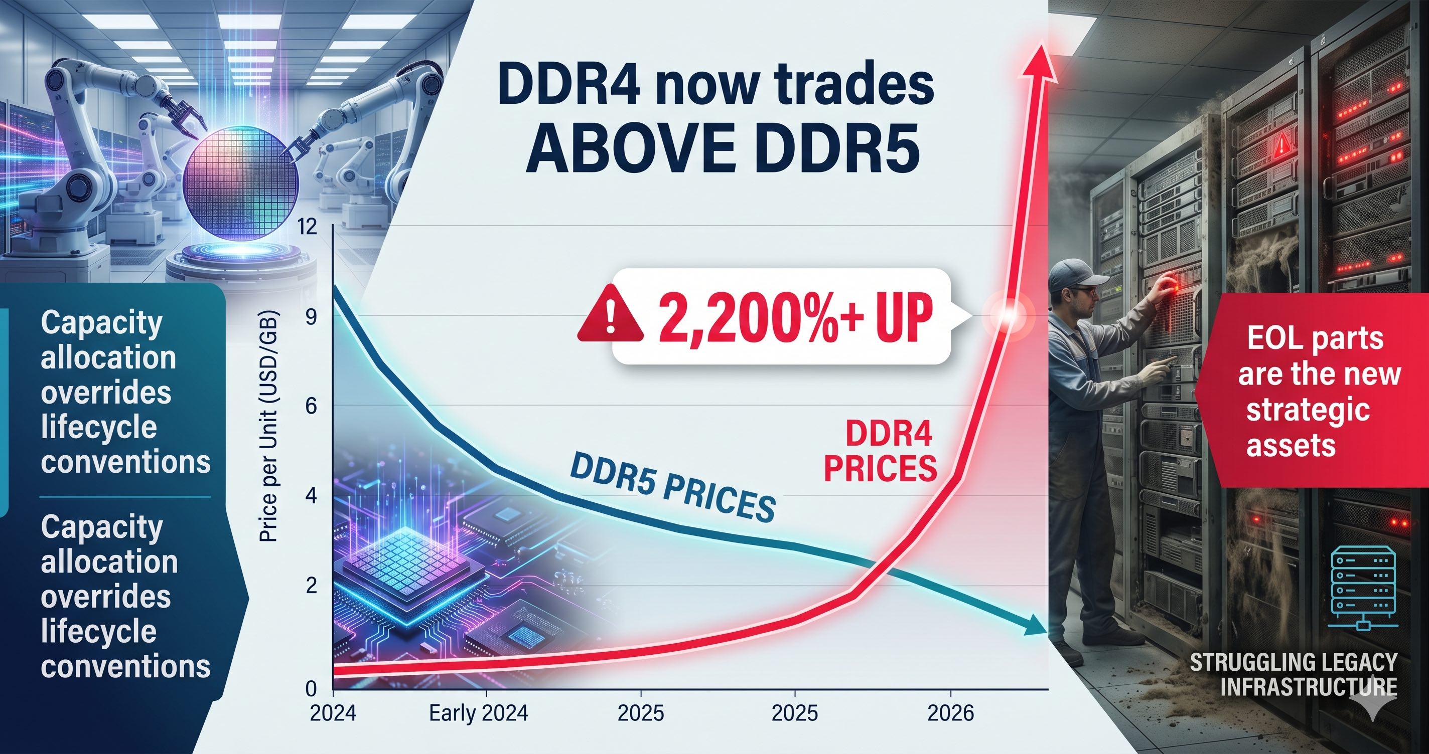 When EOL Logic Inverts: Why DDR4 Trading Above DDR5 Should Reshape OEM and EMS Memory Sourcing