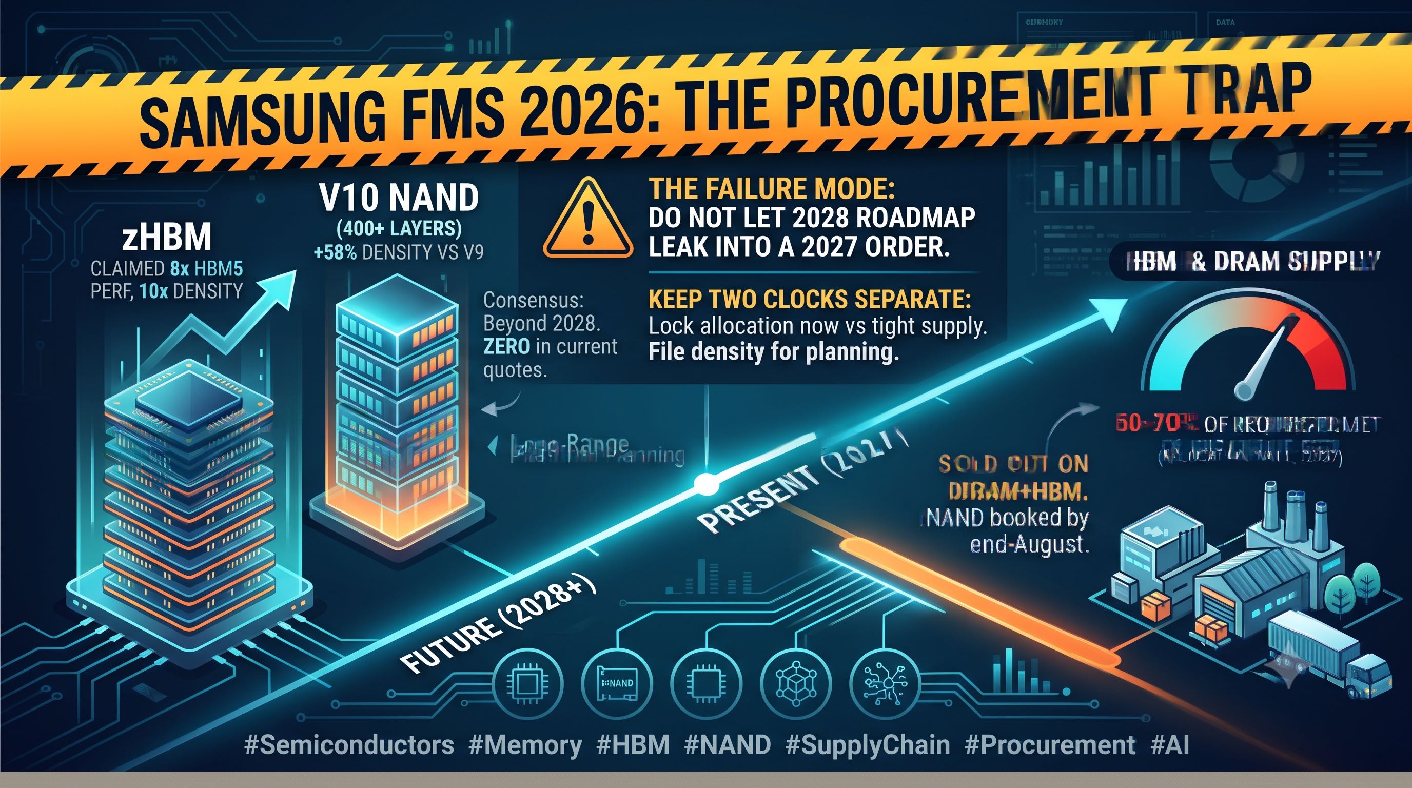 When a Memory Keynote Meets an Allocation Wall: What Samsung's FMS 2026 Roadmap Does — and Doesn't — Do for 2027 Sourcing