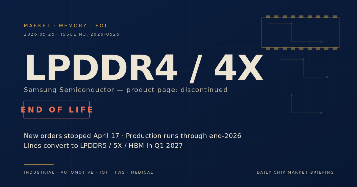 Samsung Confirms LPDDR4 and LPDDR4X End-of-Life: The Quiet Forced Migration for Industrial and Long-Lifecycle Products