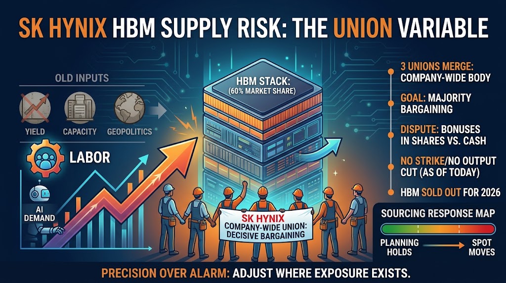 When Labor Risk Meets the Allocation Peak: What SK Hynix's Union Consolidation Signals for HBM and DDR5 Sourcing Strategy
